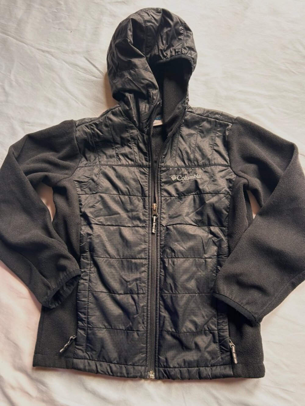 Columbia Boys Winter Jacket Black Fleece Quilted Outdoor Play